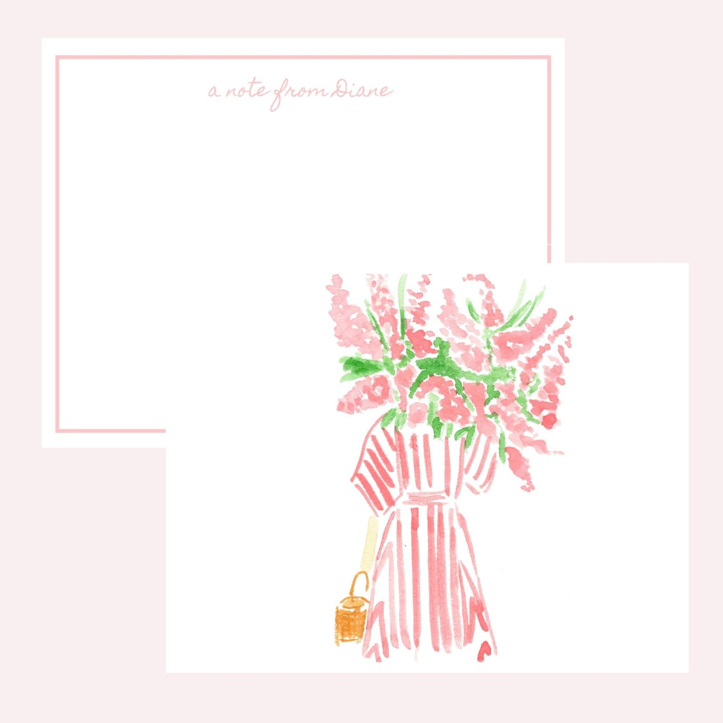 Custom Stationery: Girl with a Bouquet