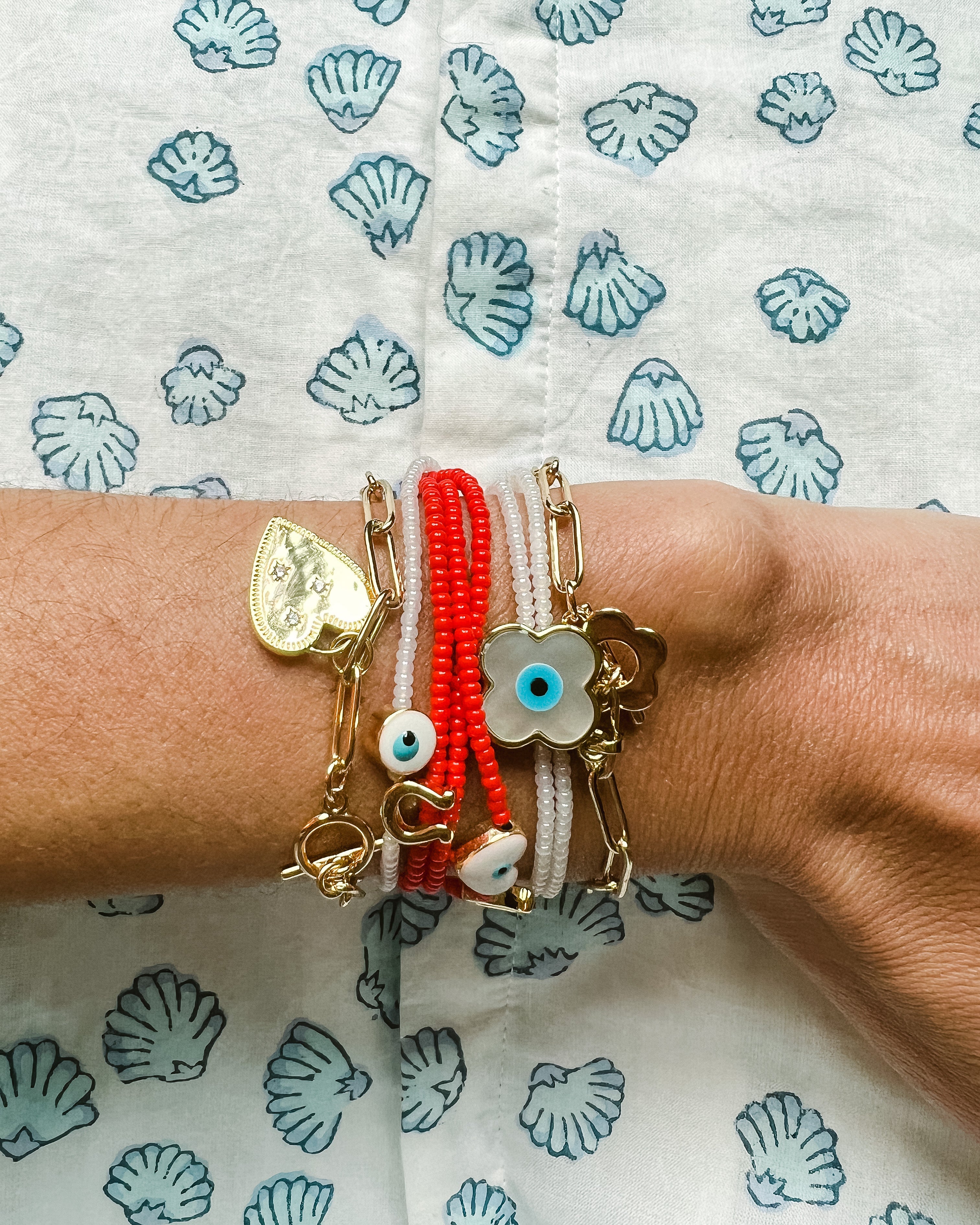 Mother of Pearl Evil Eye Bracelet