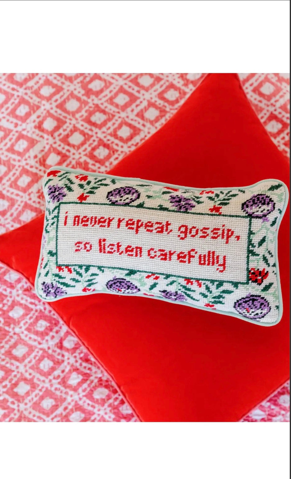 Gossip Needlepoint Pillow