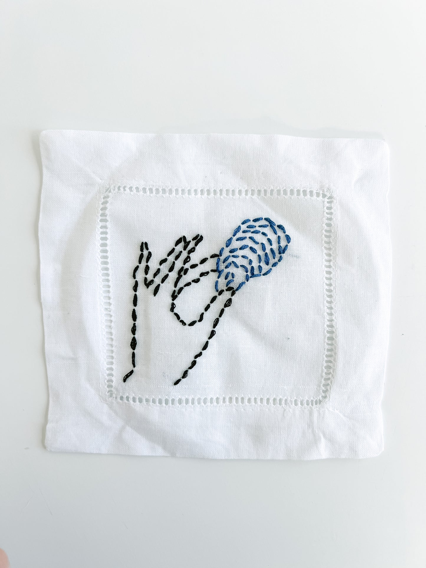 Hand Embroidered Cocktail Napkins: Seafood Tower