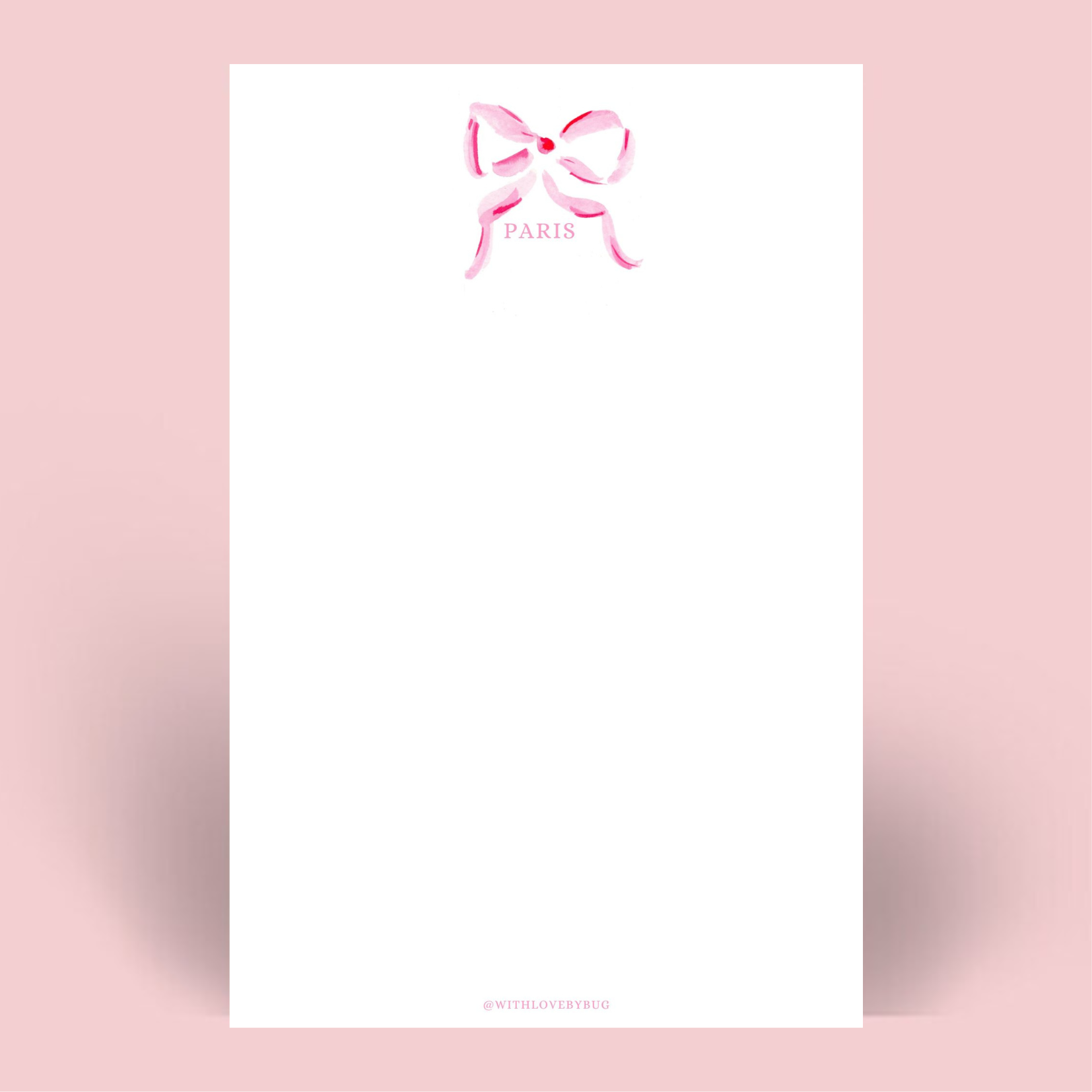 Notepad with pink watercolor bow