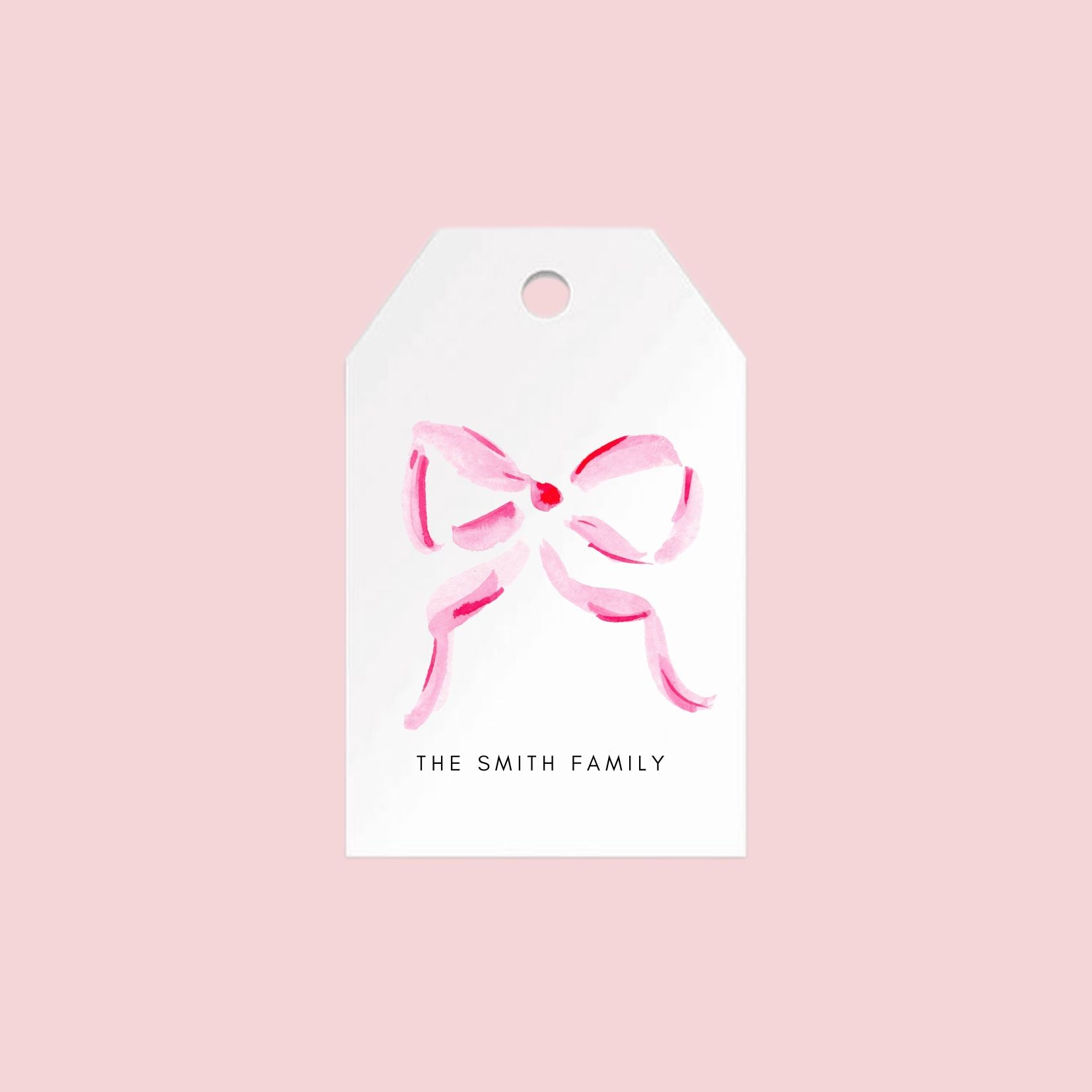 gift tag with watercolor pink bow